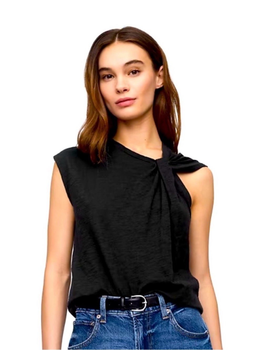 GAP 100% Cotton ForeverSoft Twist-Top Tee Shirt Black Size XXL